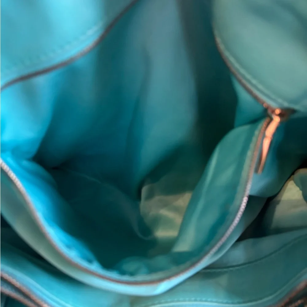 RARE Gianni Versace Couture "Snap Out Of It" Turquoise Nappa Satchel - Picture 12 of 14